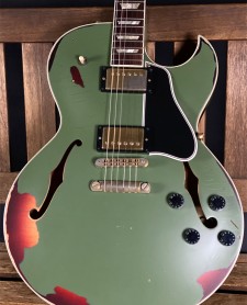 Gibson Custom Es-137 Classic Olive Drab over Tri Burst